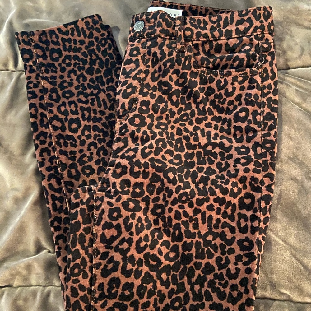 LOFT LEOPARD PRINT HIGH WAIST SKINNY CORDUROY PANTS SIZE 27 size 4